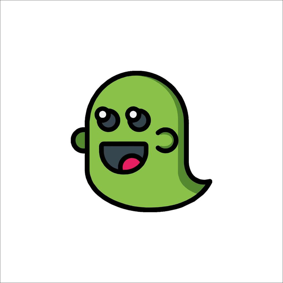 A cartoon green ghost with a big smile vector