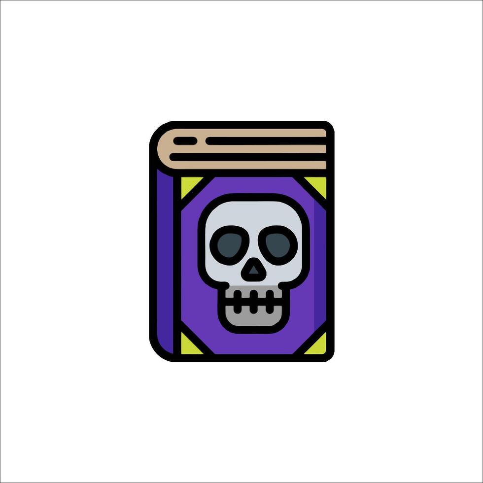 A skull is sitting on a book with a skull on it vector