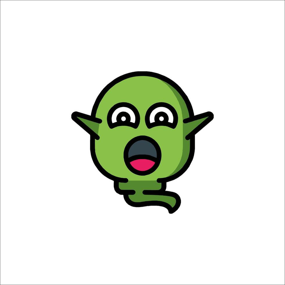 A green alien head with a mouth open vector