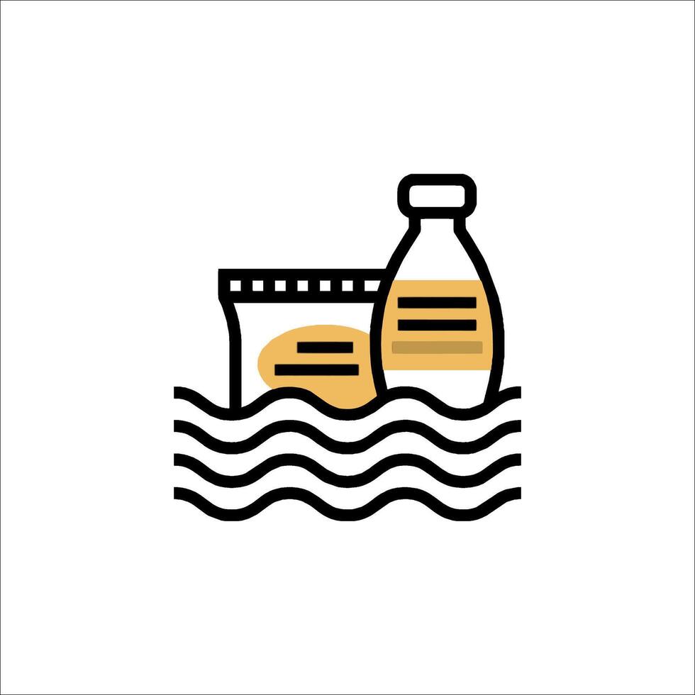 A bottle of milk and a bottle of water in the ocean vector