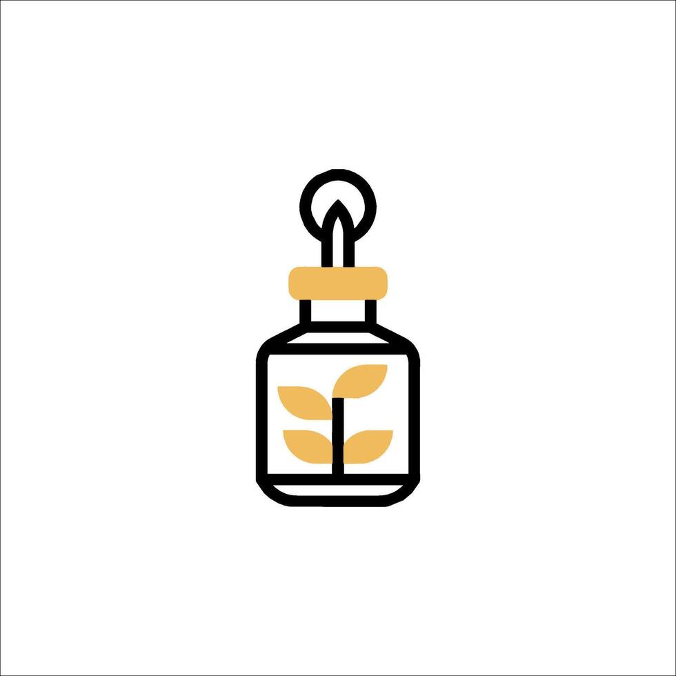 A bottle with a plant inside it on a white background vector