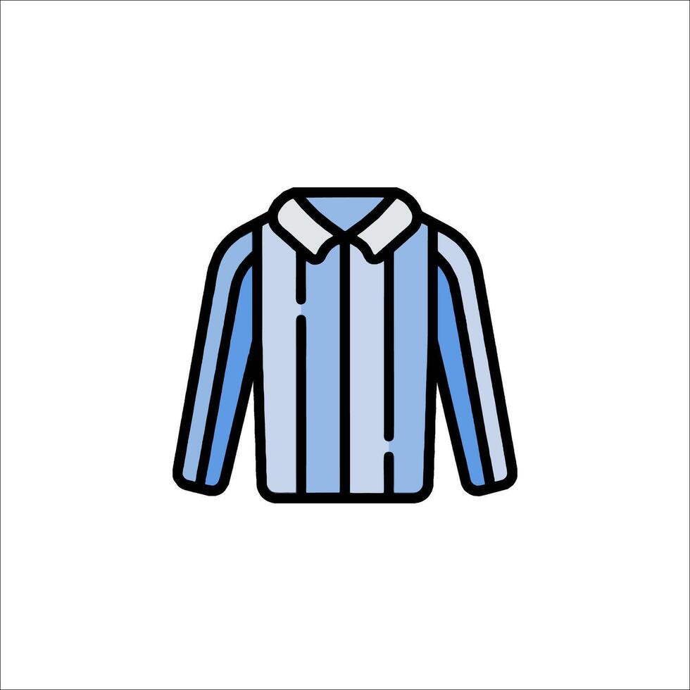 A shirt with a blue and white striped collar vector
