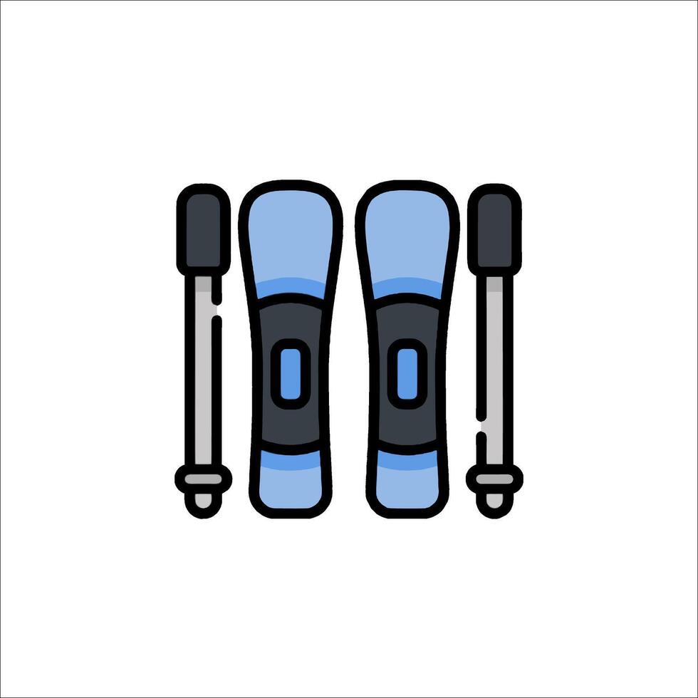 Two snowboards and two ski poles on a white background vector