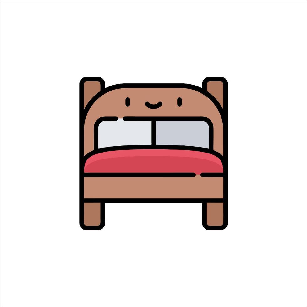 A bed with a red pillow and a smiley face vector