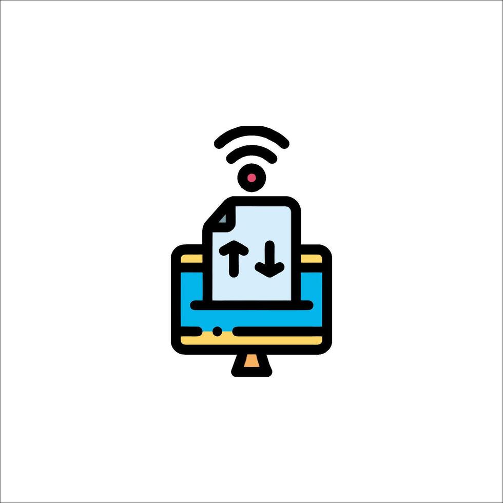 un Wifi icono con un computadora y un archivo vector