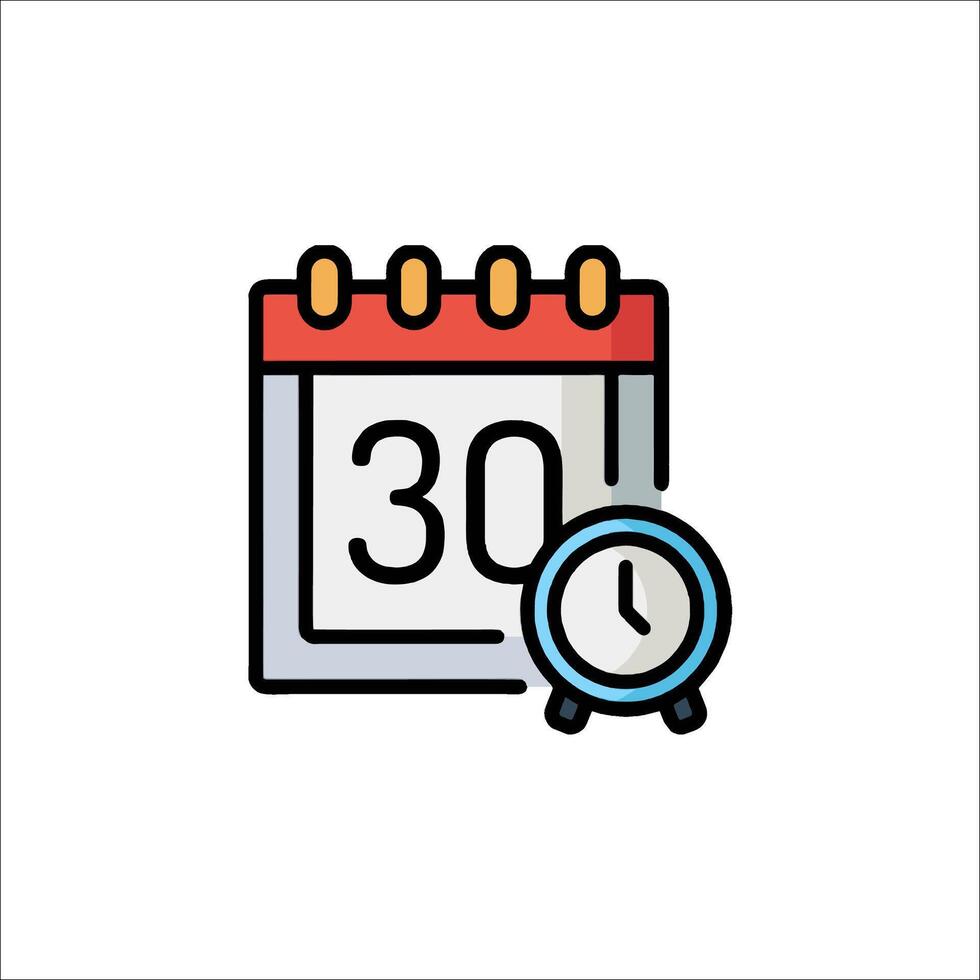 Calendar icon with clock and calendar vector