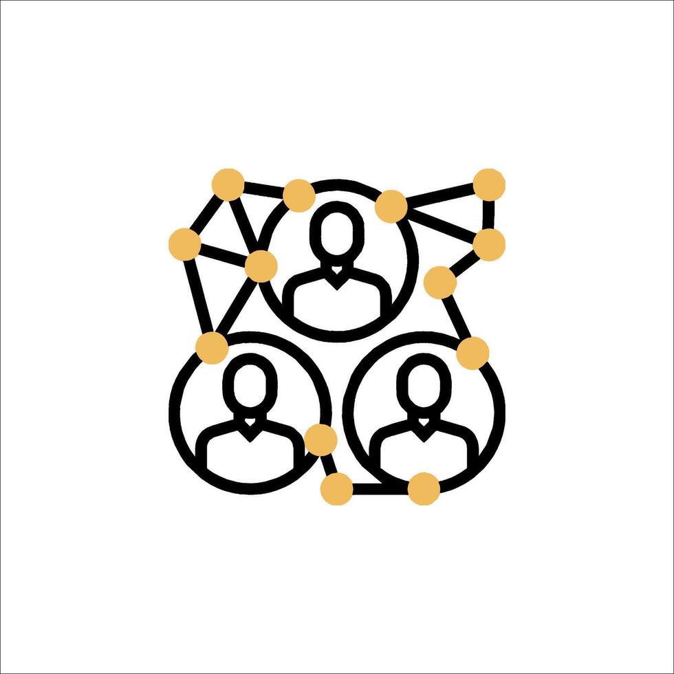 A group of people are connected by a line vector