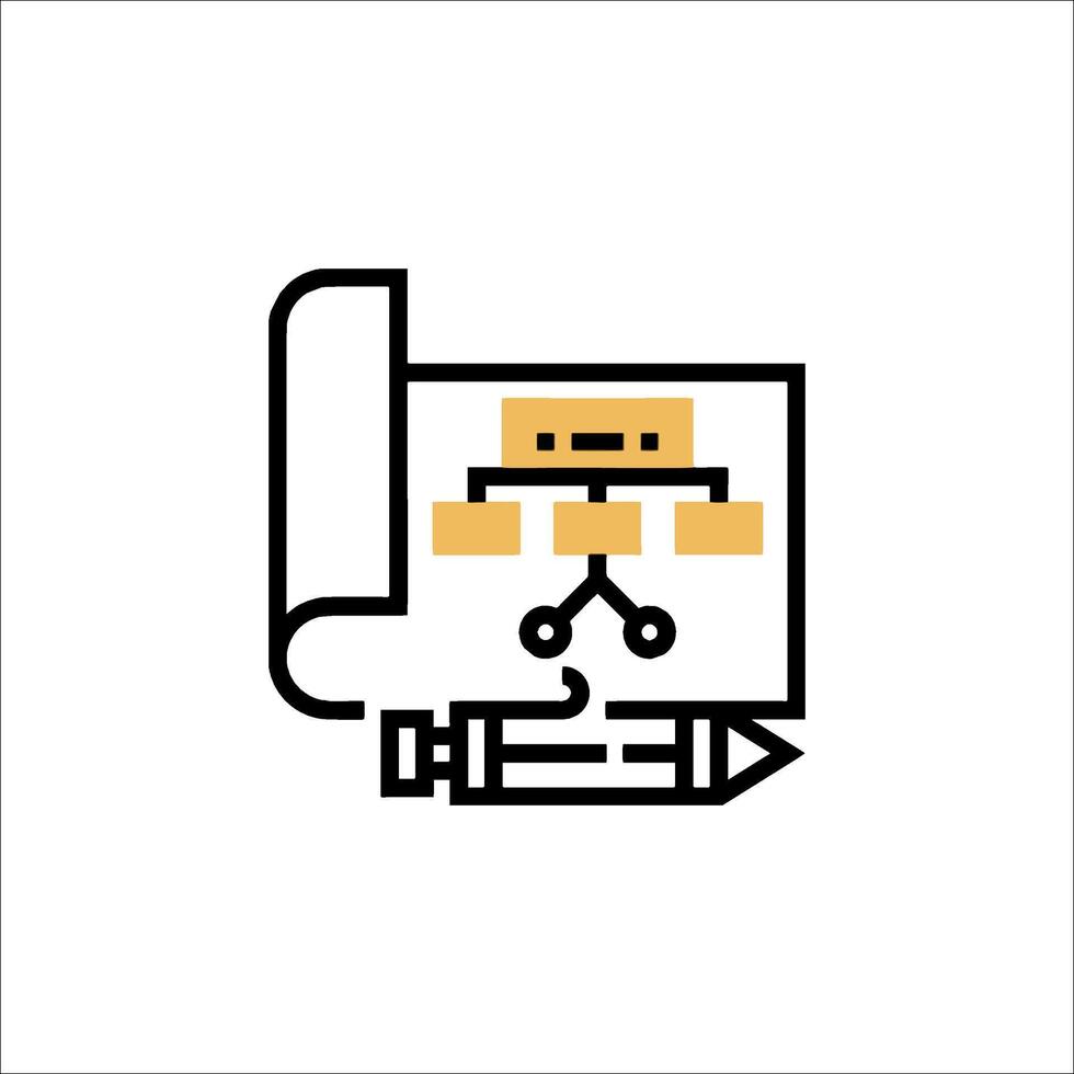 A computer with a pencil and a paper on it vector