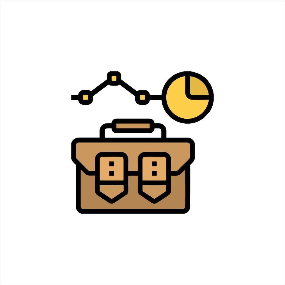 Business briefcase icon with a clock and graph vector