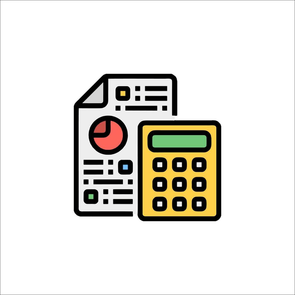 A calculator and paper icon on a white background vector