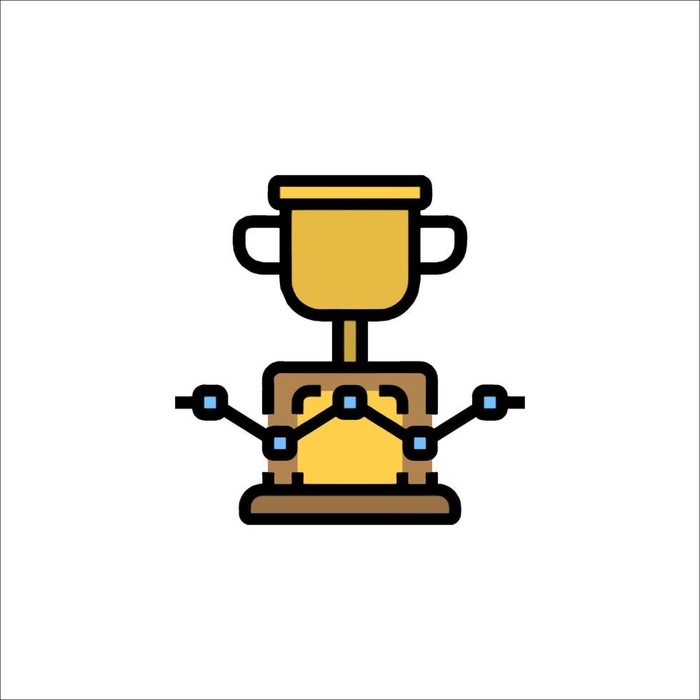A trophy icon with a line connecting it to a line vector