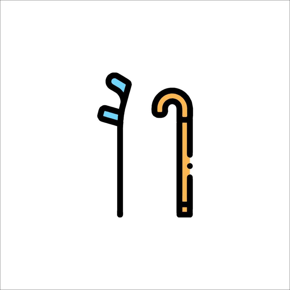 A cane and a stick icon on a white background vector