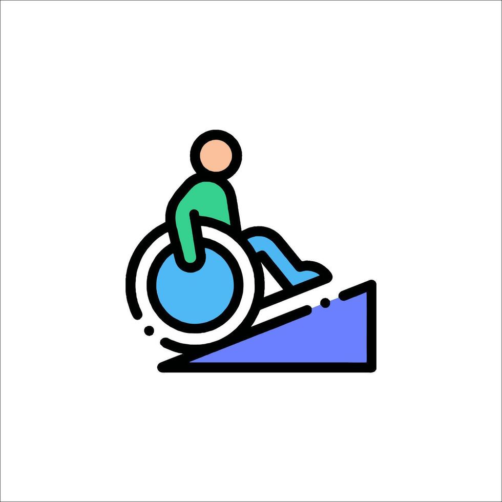 A person in a wheelchair on a ramp vector