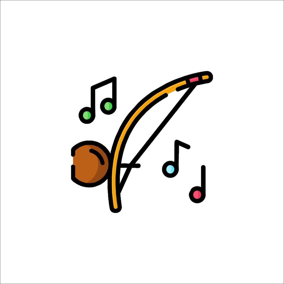 A musical note icon with a bow and arrow vector