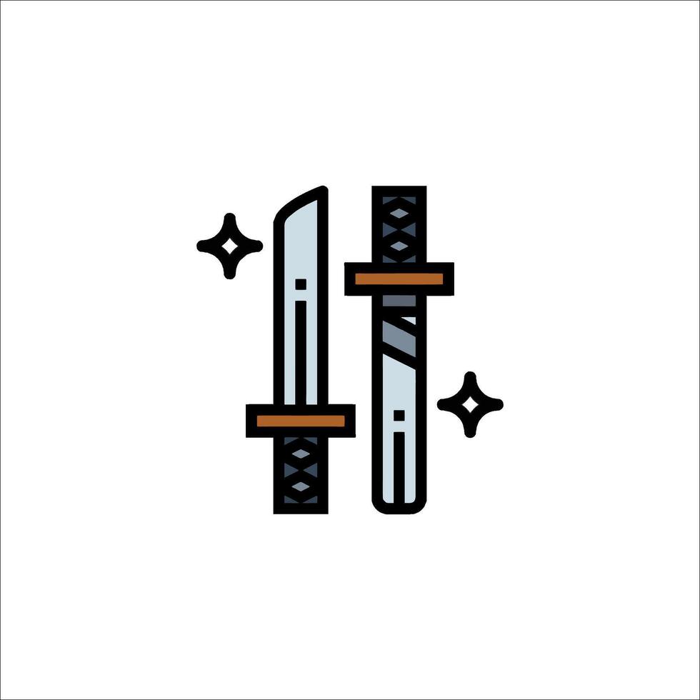 Two knives with stars on them in a line vector