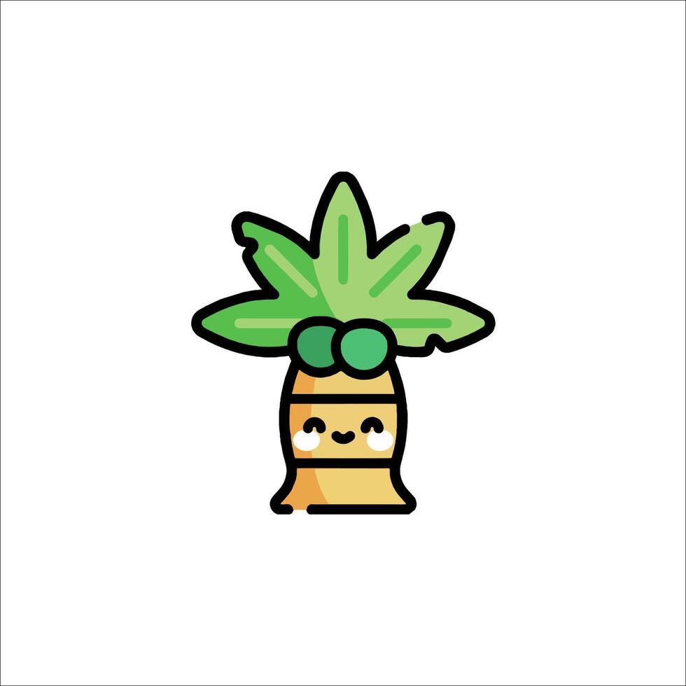 A cartoon palm tree with a face on it vector