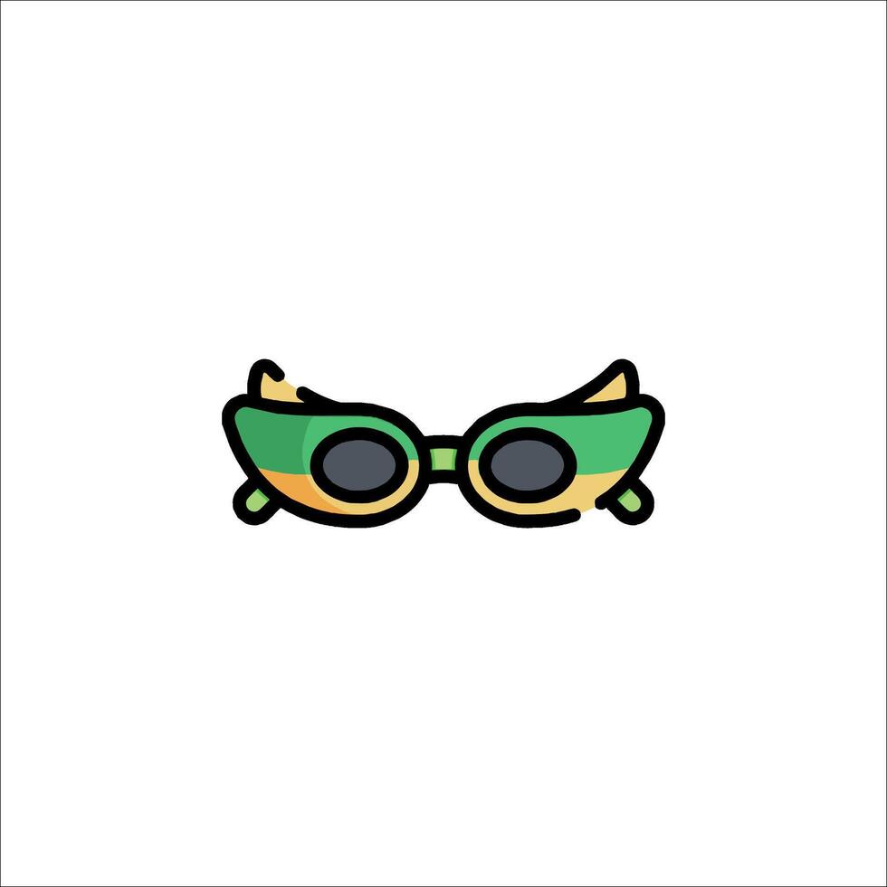 A green and yellow pair of sunglasses on a white background vector