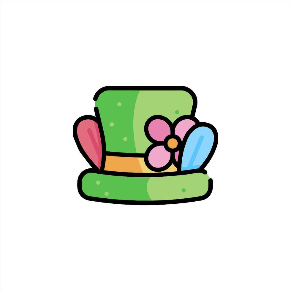A green hat with flowers and a bow on it vector