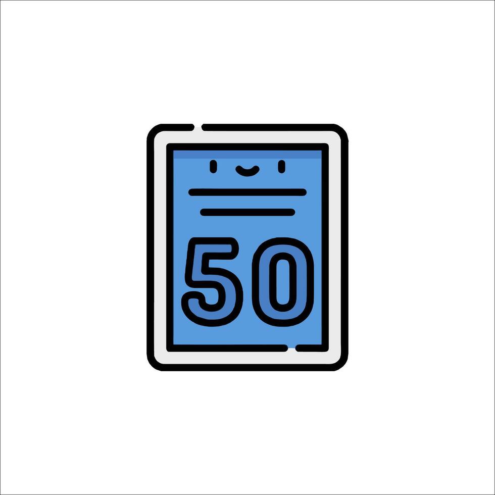 A blue and white icon of a 50th birthday vector