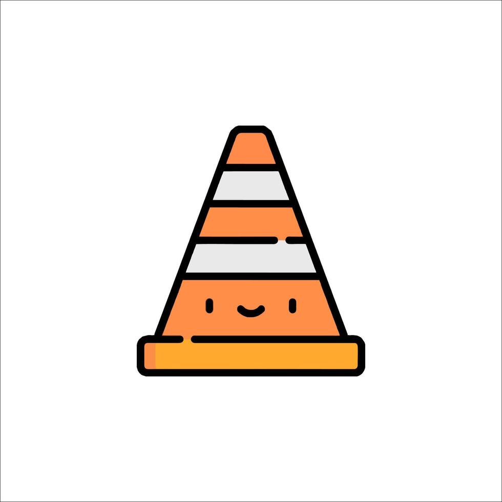 A traffic cone icon with a smiley face vector