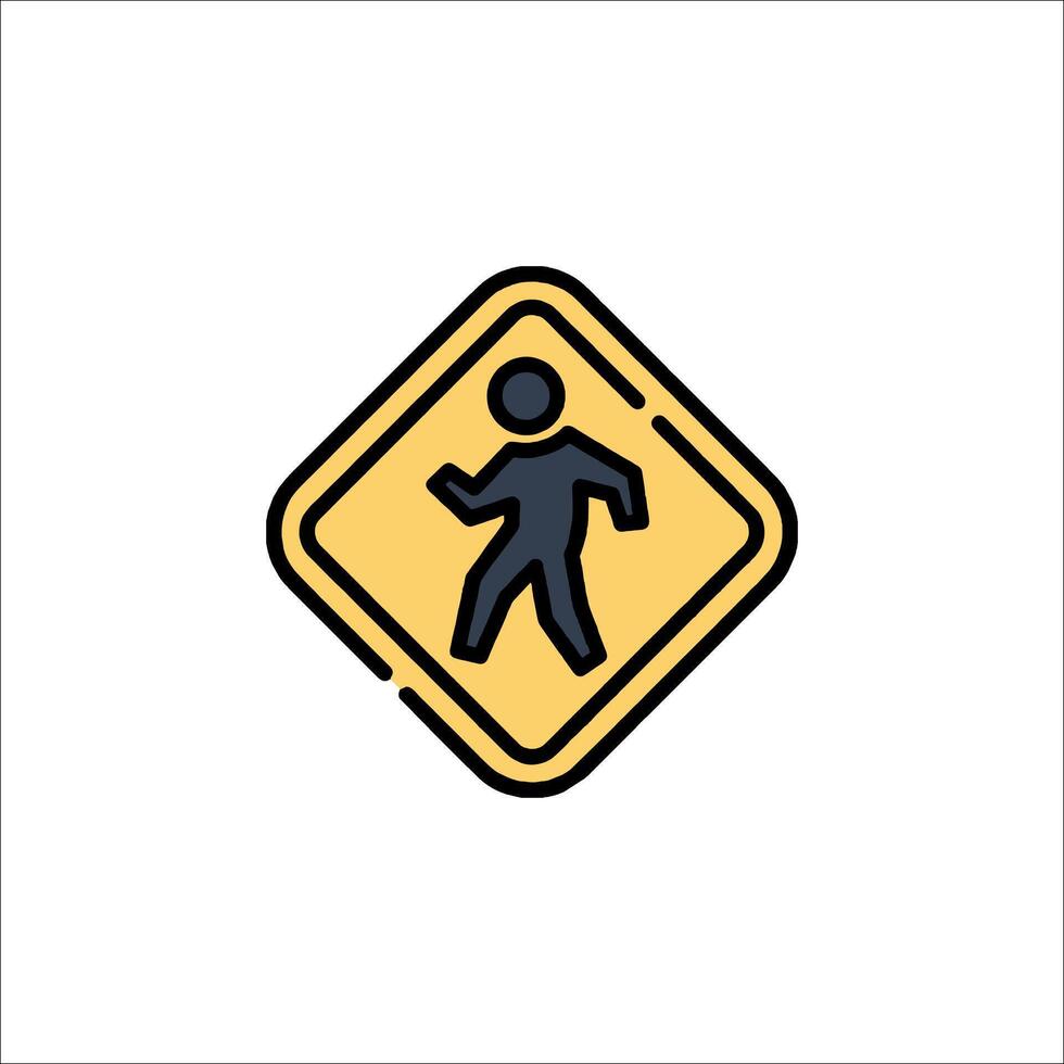 A pedestrian crossing sign with a man walking in front of it vector