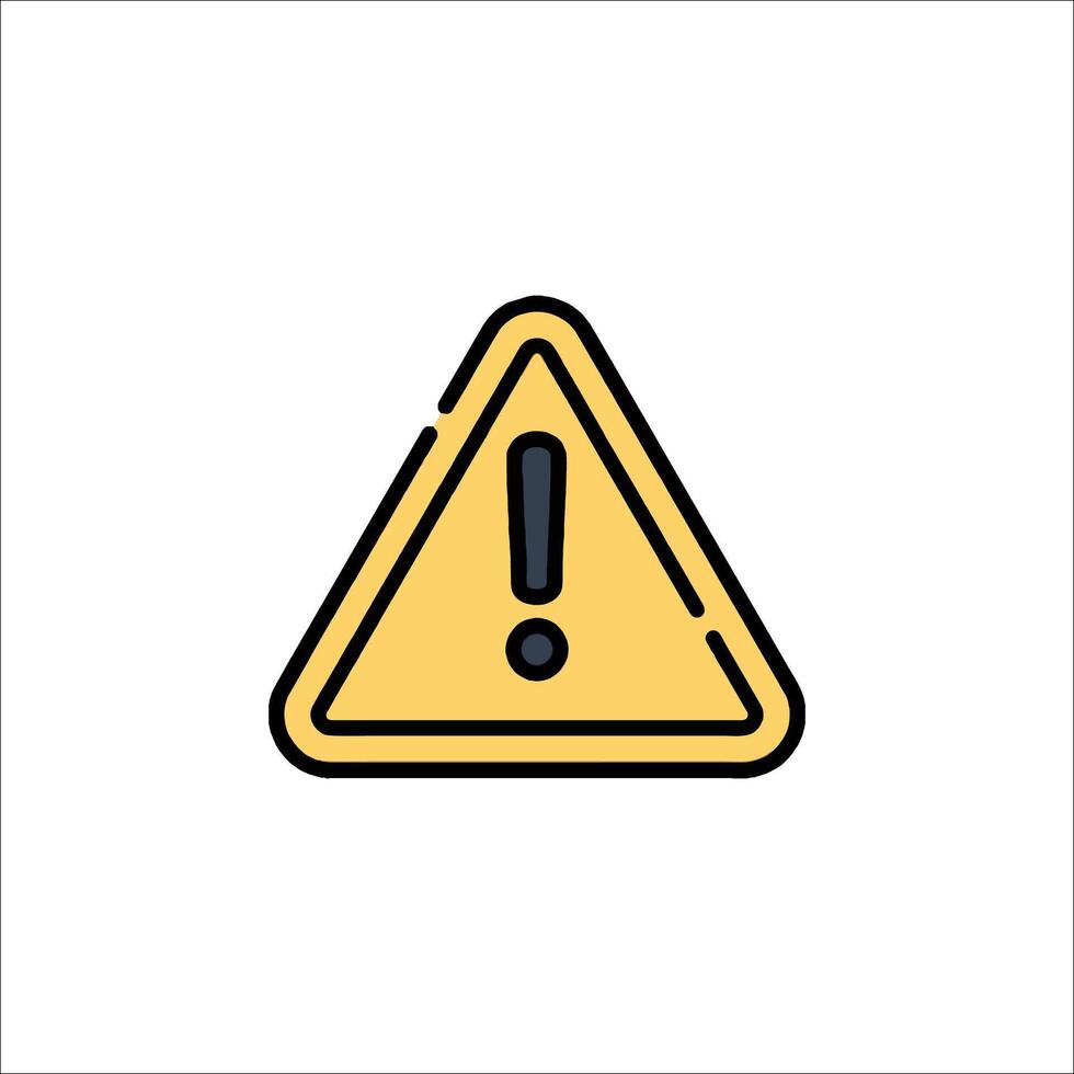 A yellow warning triangle with an exclamation mark vector
