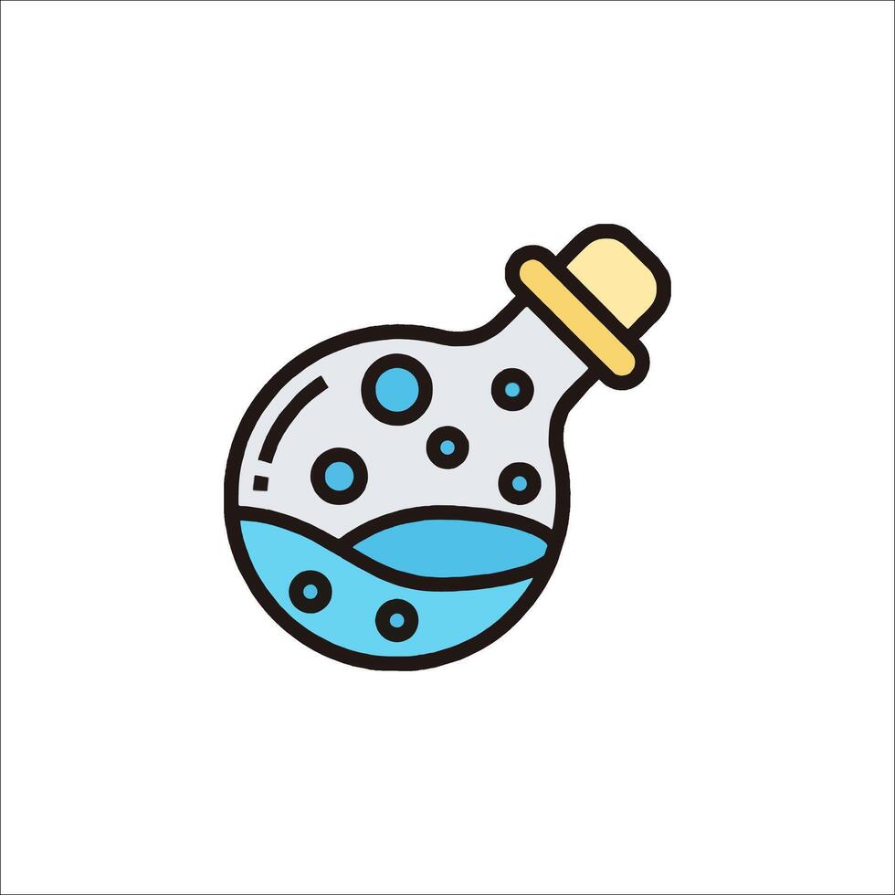 A bottle with liquid inside and bubbles on the outside vector