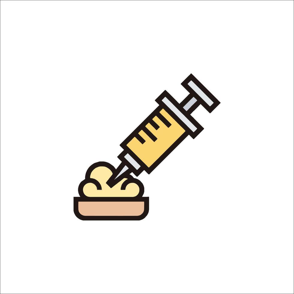 A syringe with a needle and a pill in it vector