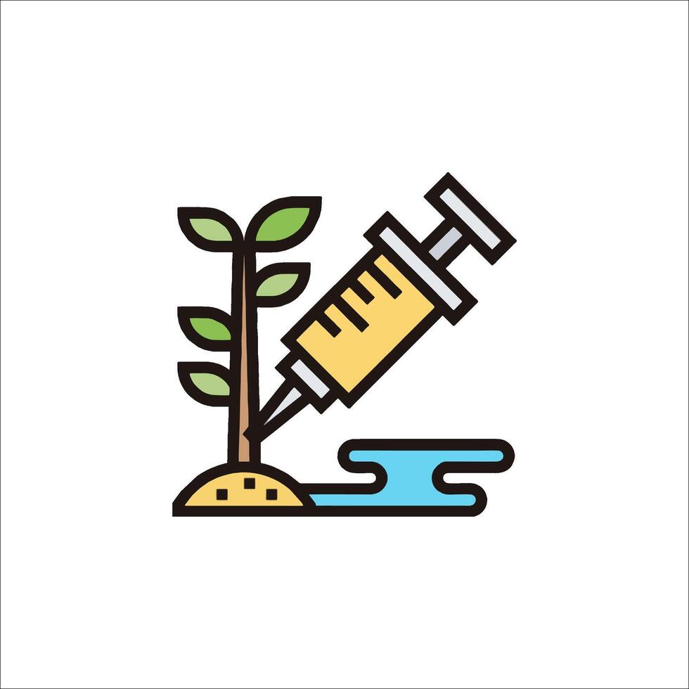 A syringe and plant in a water puddle vector