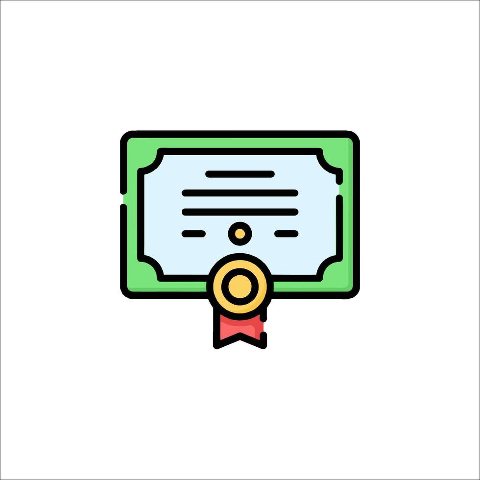A certificate icon with a ribbon on it vector