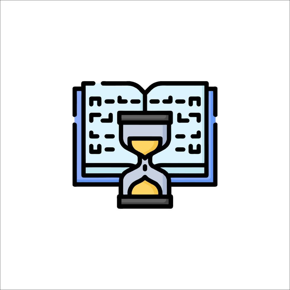 An hourglass and book icon vector