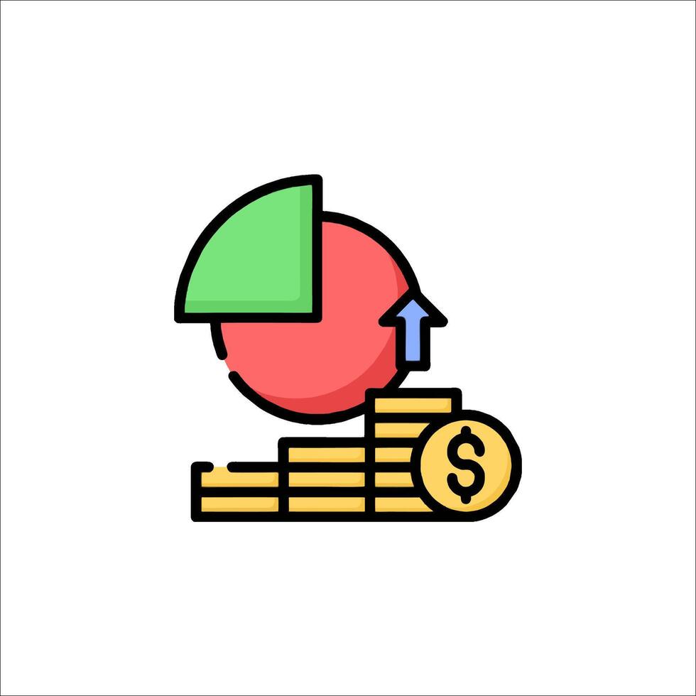 A pie chart and a coin icon vector