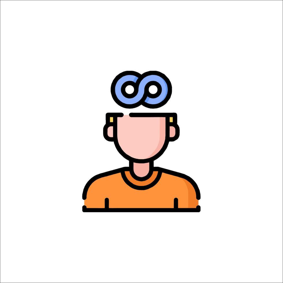 A man with a brain icon on his head vector