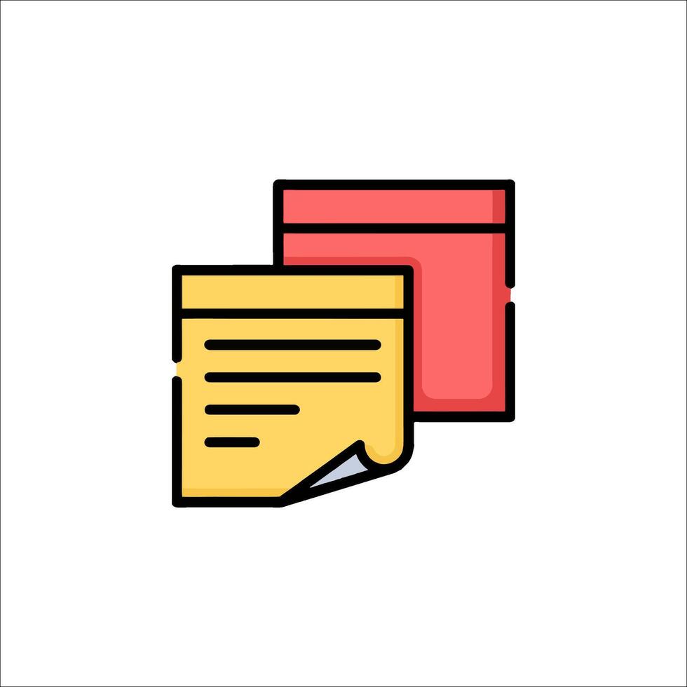 A note pad icon with a red and yellow envelope vector