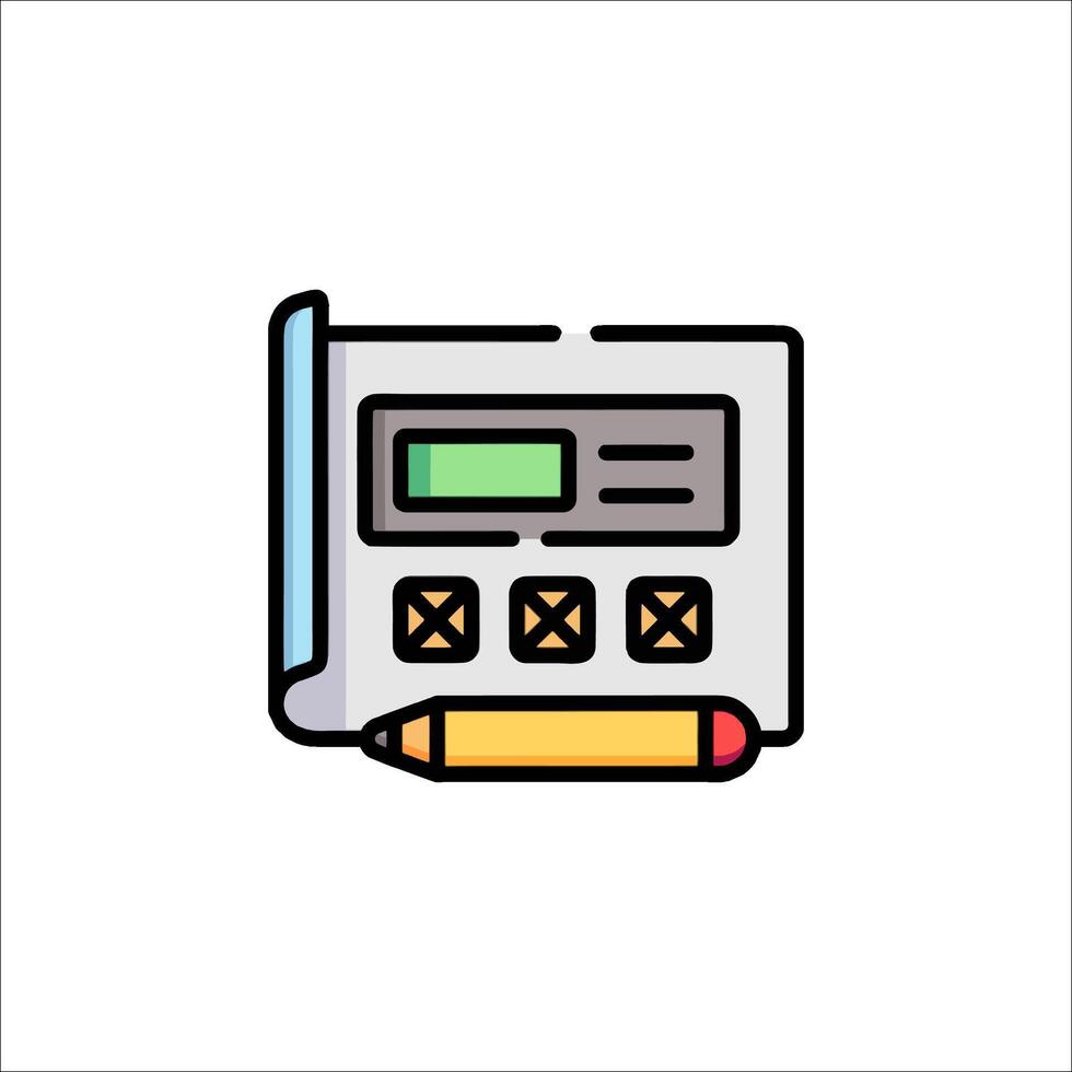 A calculator and pencil icon on a white background vector