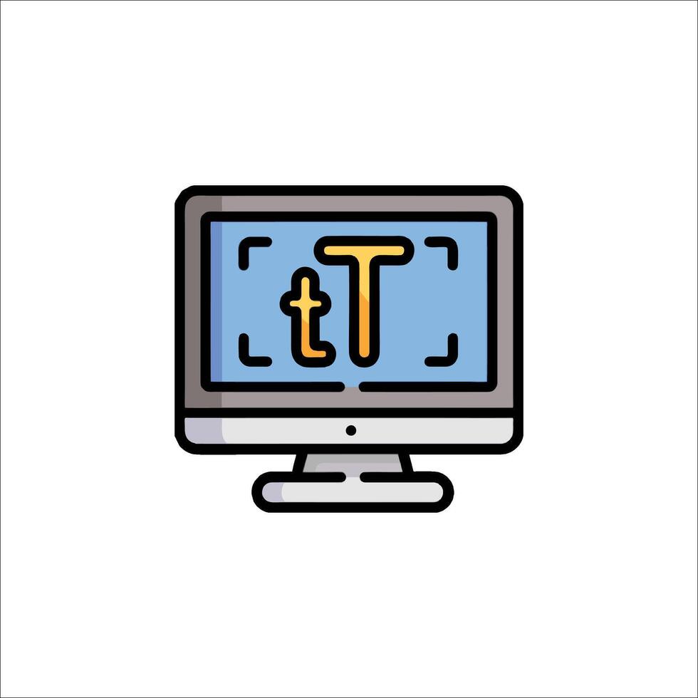 A computer monitor with the letter t on it vector