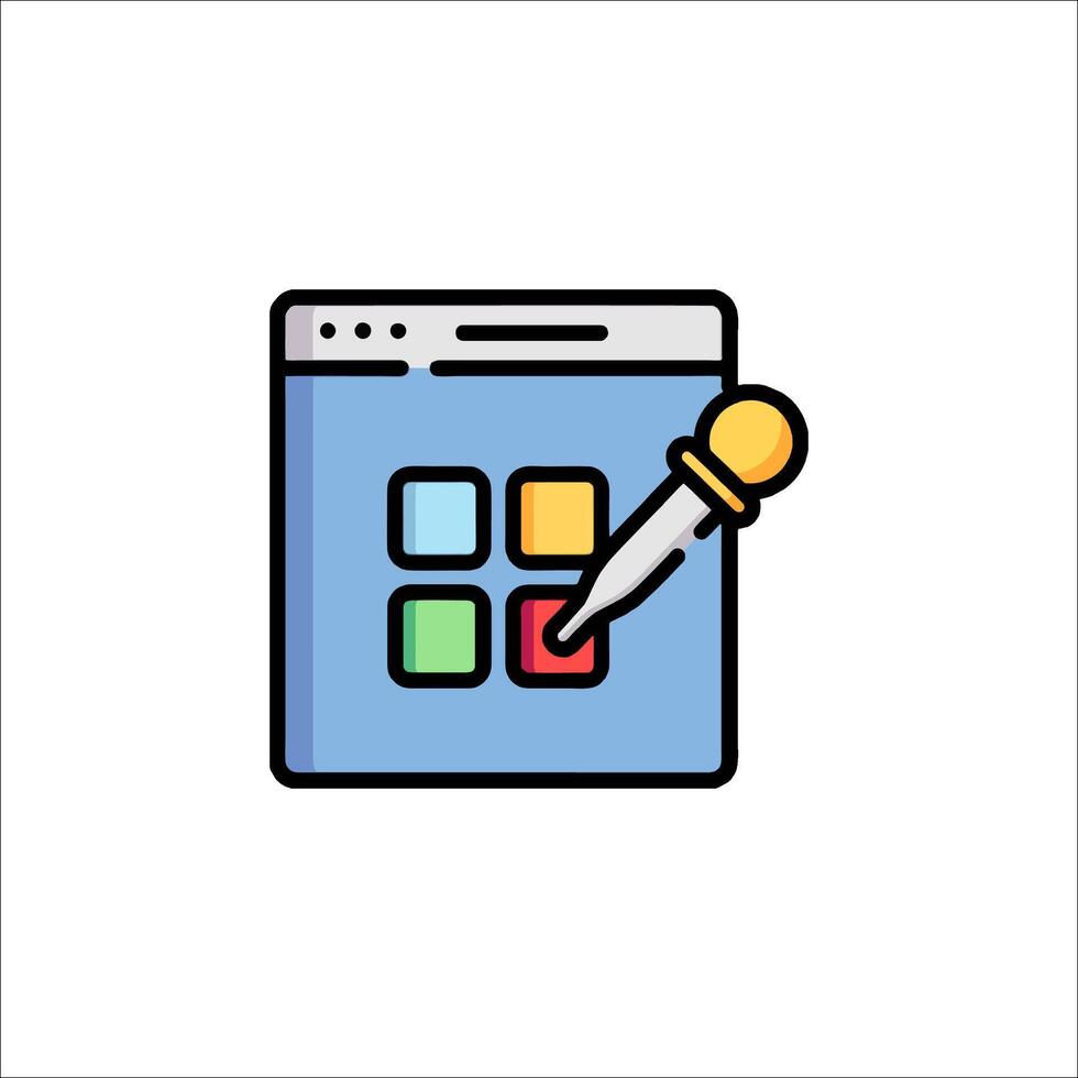 A computer screen with a pen and a square vector
