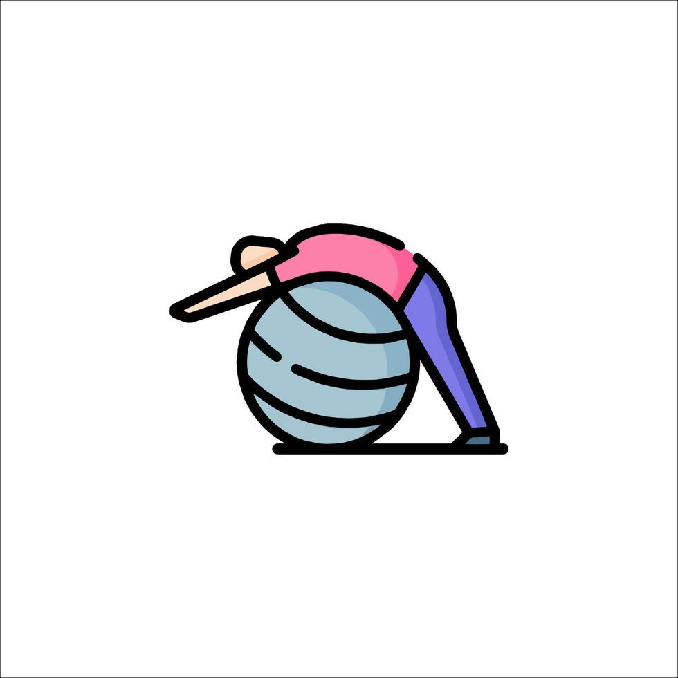 A man is doing a push up on a ball vector