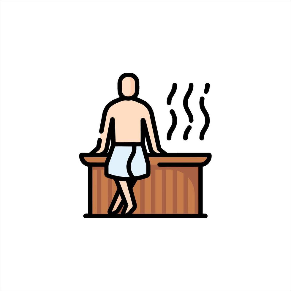A man sitting on a bench with steam coming out of his body vector