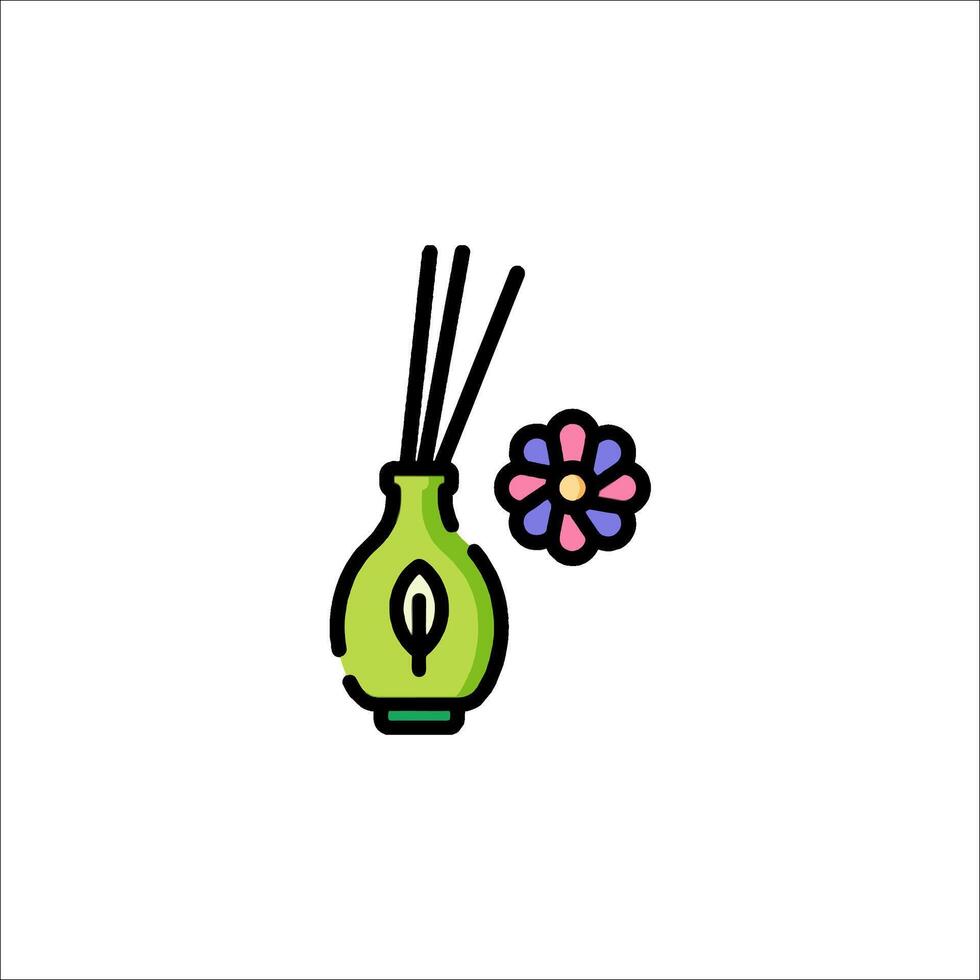 A green vase with a flower and two sticks vector