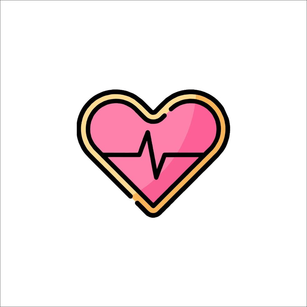 Heartbeat icon with pink heart and heartbeat vector