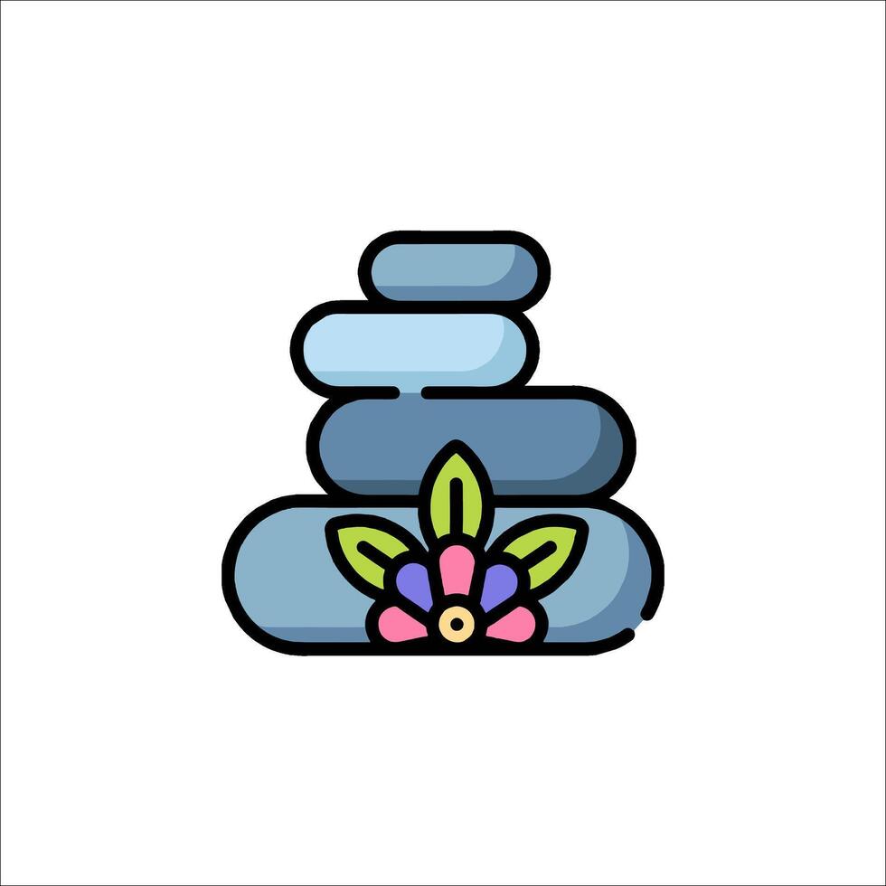 A stack of stones with a flower on top vector