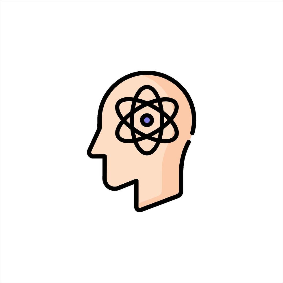 An icon of a man's head with an atom symbol vector