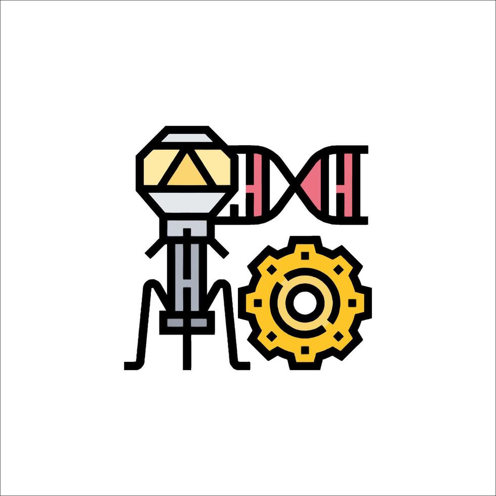 A robot with gears and a dna machine icon vector