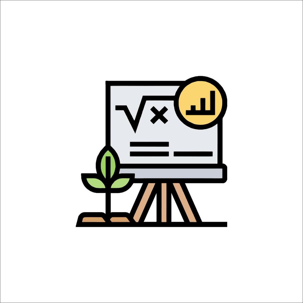 A plant growing on a table with a graph on it vector