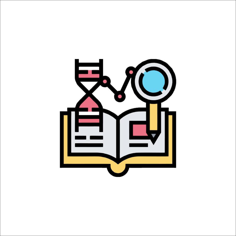 An open book with a magnifying glass and a magnifying glass vector
