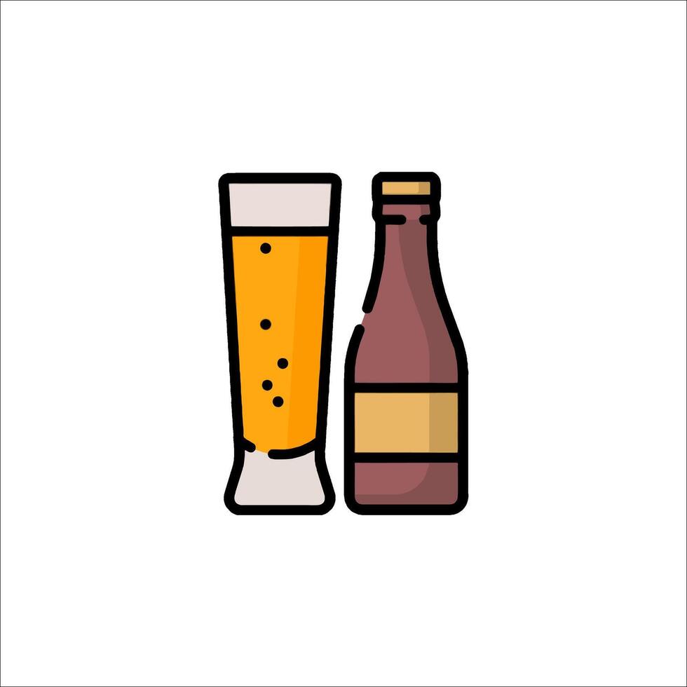 Beer and glass icon illustration vector