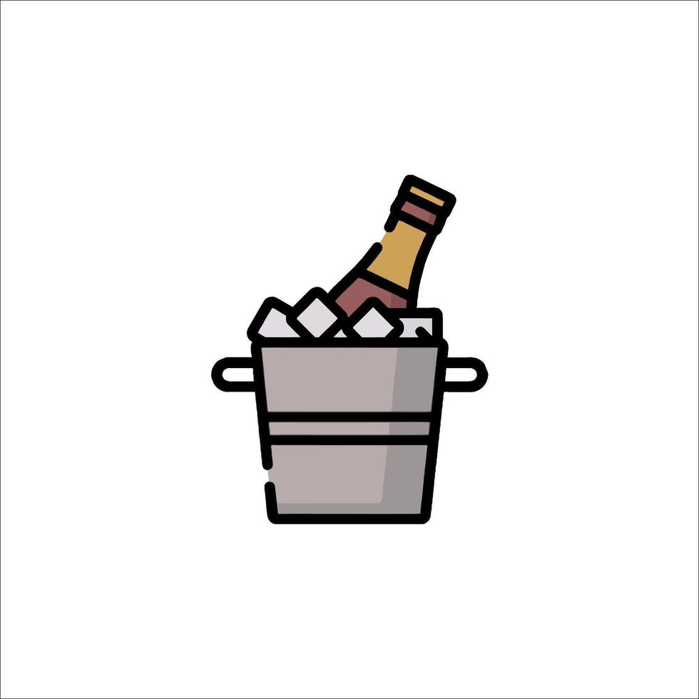 A bottle of champagne in a bucket with ice vector