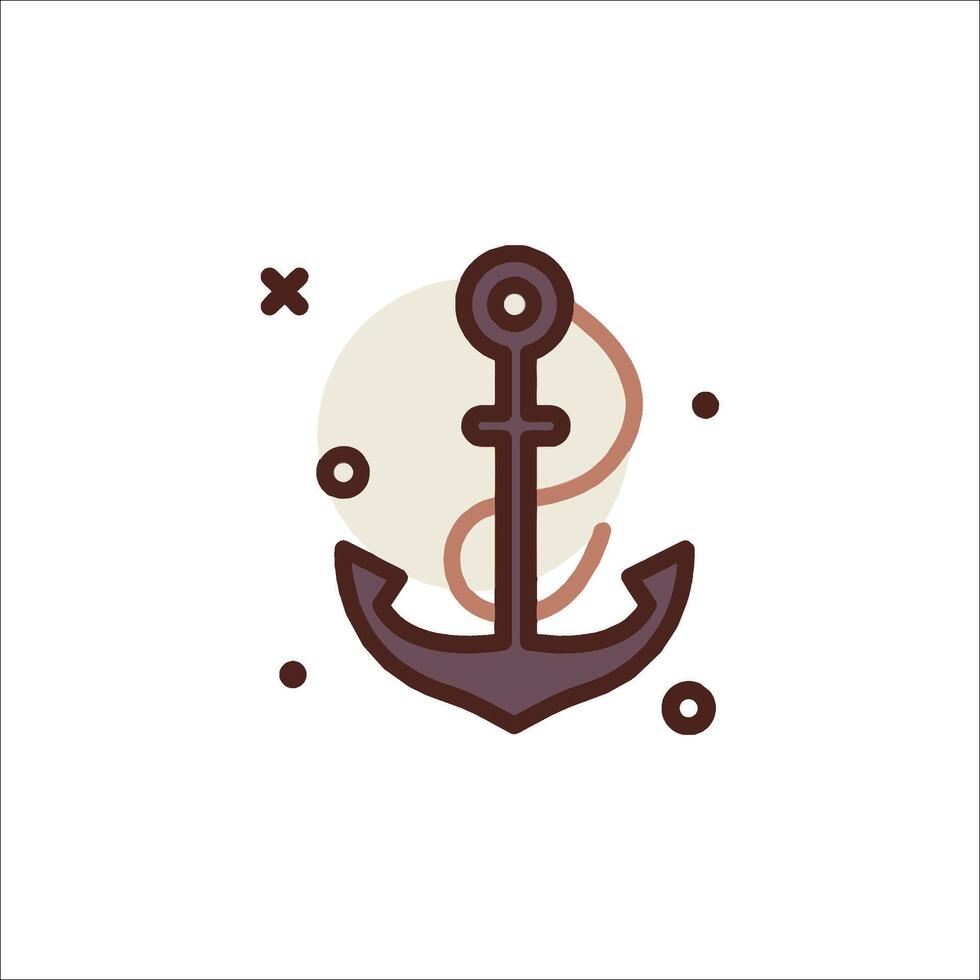 An anchor icon with a rope and a rope vector