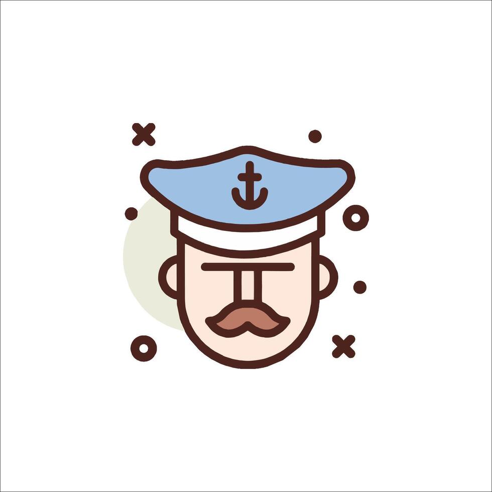 A man in a hat and mustache is wearing a blue cap vector
